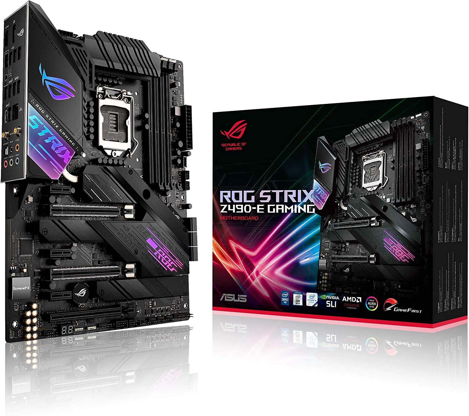 ASUS ROG Strix Z490-E Gaming Z490- WiFi 6, LGA 1200 (Intel 10th Gen) ATX Gaming Motherboard, 14+2 Power Stages, DDR4 4600, Intel 2.5 Gb Ethernet