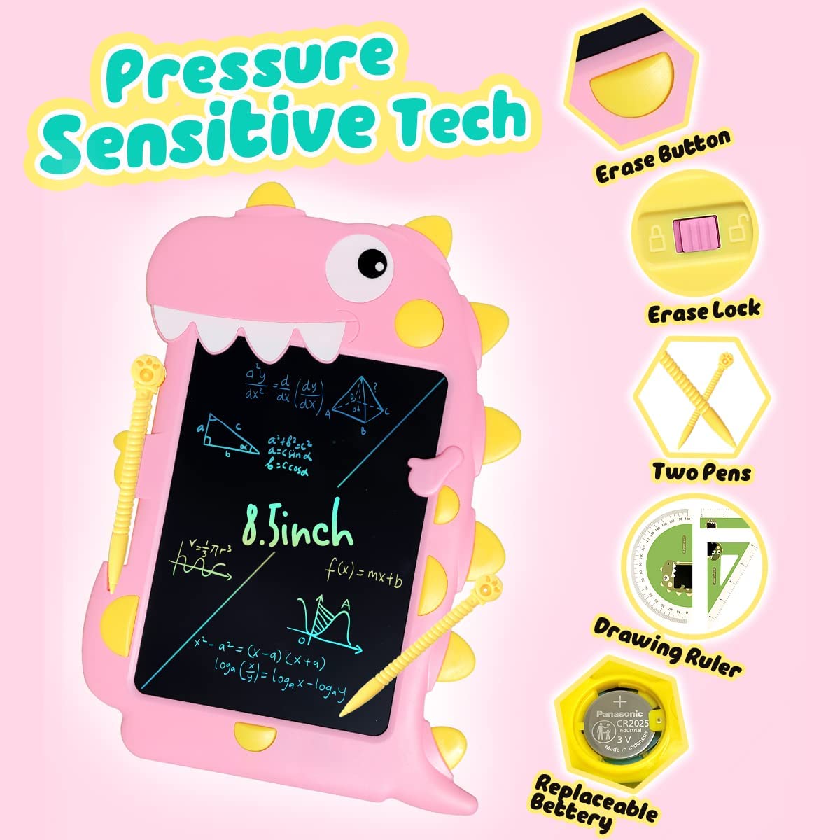 JOYASIS LCD Writing Tablet Toddler Toys Doodle Board Boy Toy Girl Toy Dinosaur, Educational Writing Board Colorful Erasable , Kids Writing Tablet for Girls Boys 2-6 Year Old Christmas Birthday Gift