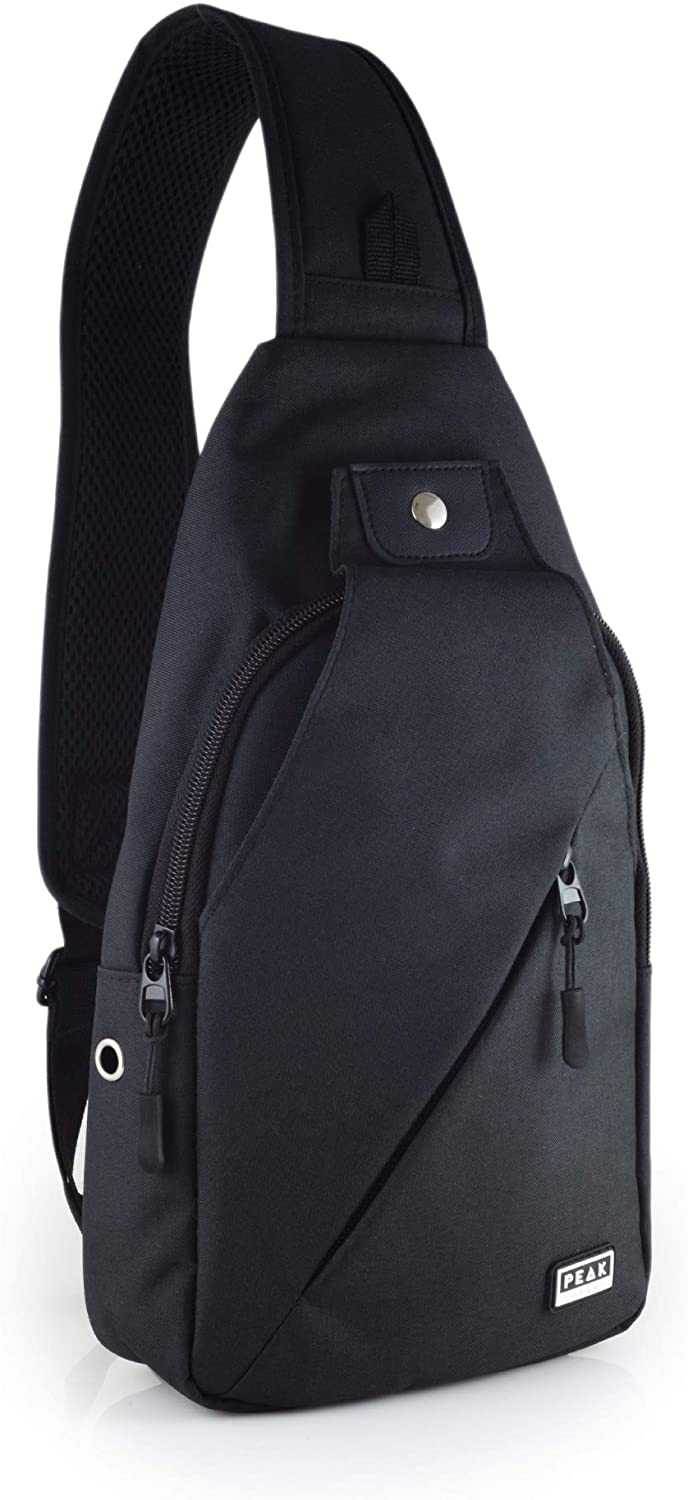 Peak Gear Sling Compact Crossbody Backpack and Day Bag (Black)