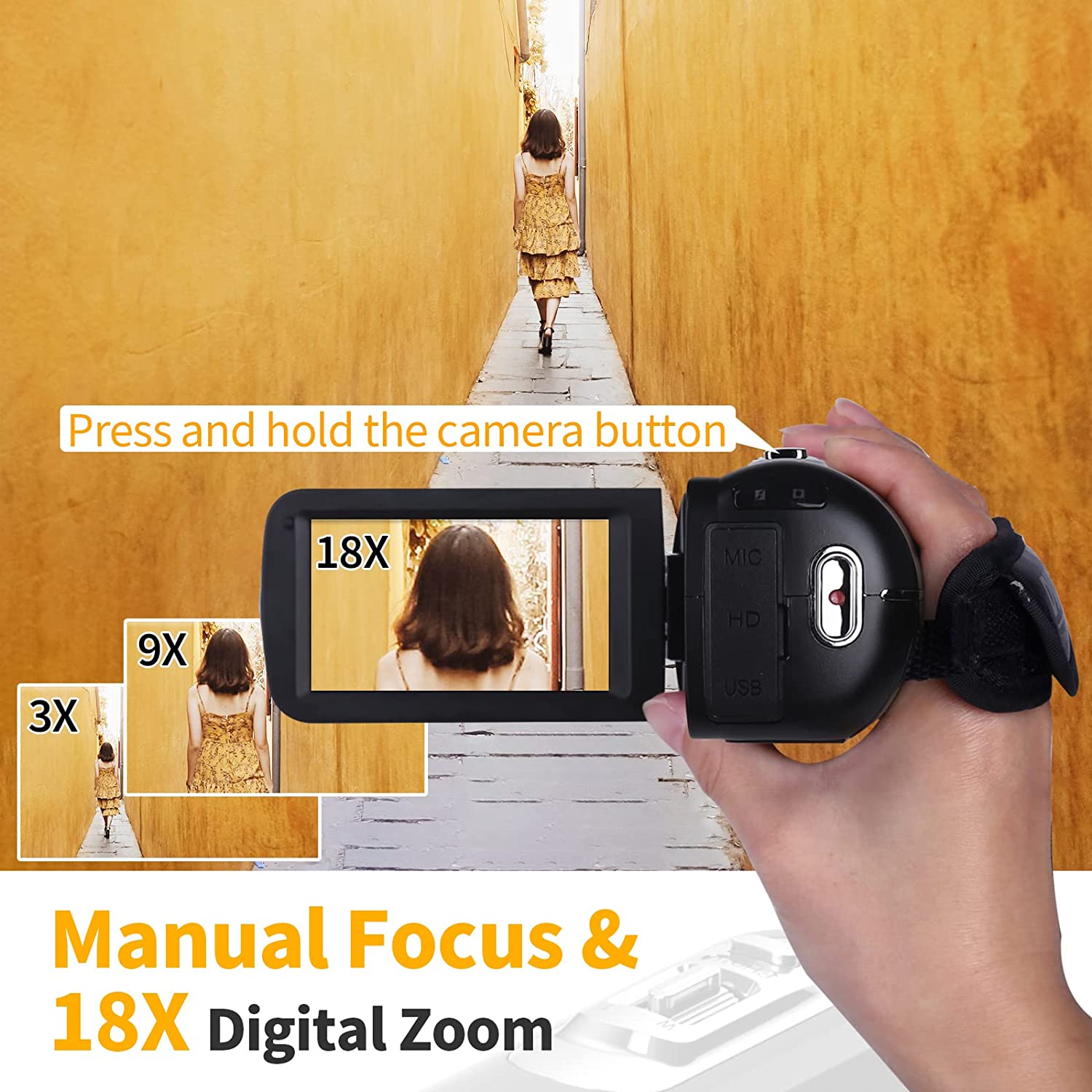 MURAUX Video Camera 4K Camcorder 56MP Vlogging Camera for YouTube with WiFi, Microphone Dual Color Light Remote Control 18X Digital Zoom, Lens Hood, 32GB SD Card and 2 Batteries