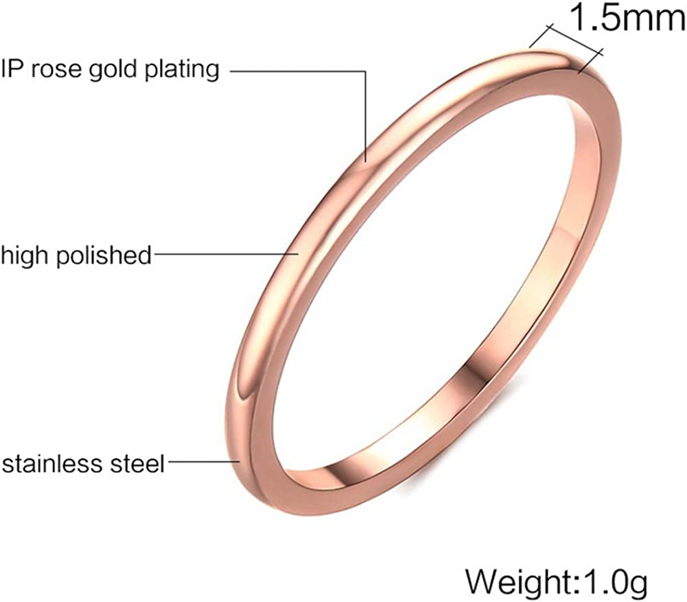 Jude Jewelers 1.5mm Stainless Steel Classical Plain Stackable Wedding Band Ring