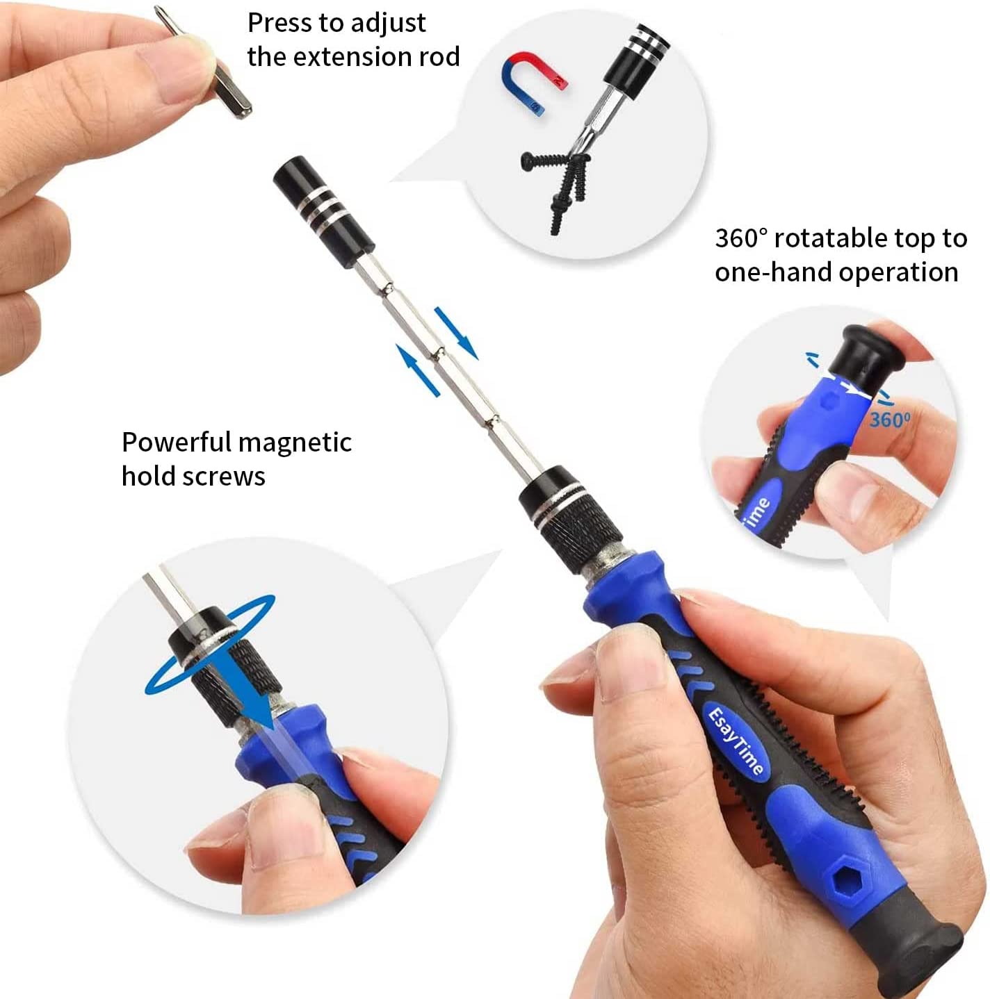 Precision Screwdriver Set, 146 in 1 Computer Repair Tool Kit with 123 Bits, EasyTime Magnetic Electronics Screwdriver Set Compatible for Laptop, PC, MacBook, iPhone, PS4, Xbox, Household Appliances