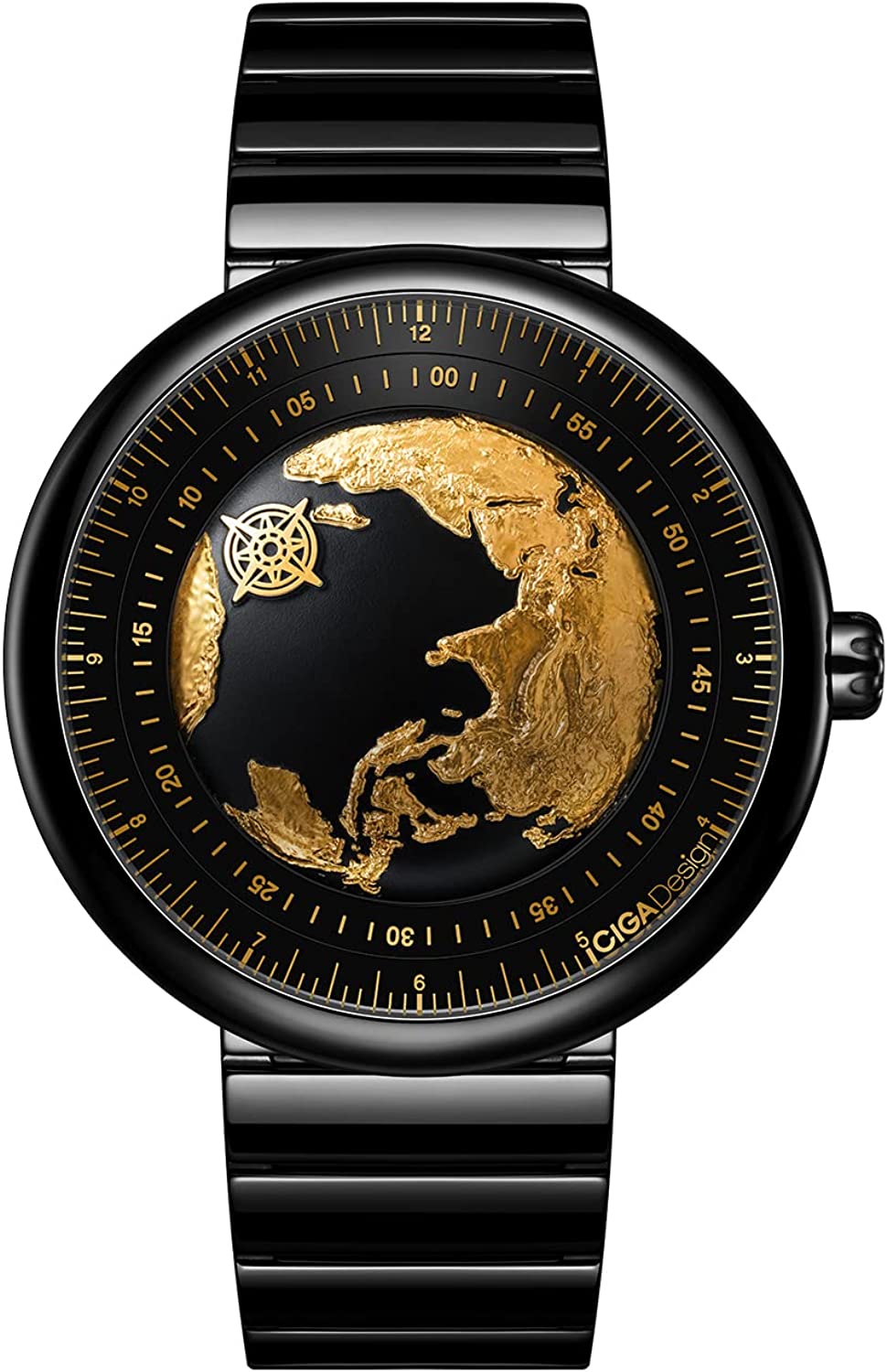 CIGA Design Mechanical Automatic Watch Blue Planet U Series Stainless Steel/Titanium/Ceramics Case Sapphire Crystal Fluororubber/Ceramics Strap Watches for Men and Women