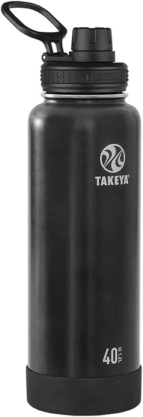 Takeya Actives Insulated Stainless Steel Water Bottle with Spout Lid, 40 oz, Slate