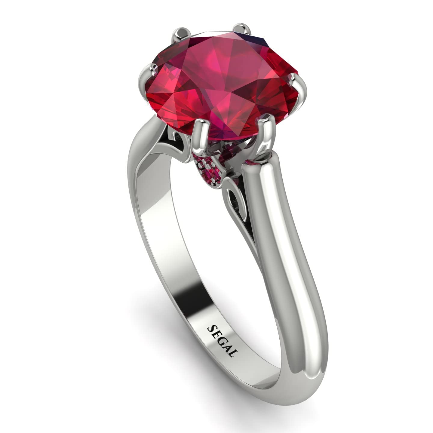 3ct Ruby Engagement Ring White Gold 14K-18K White Gold Ring 3 carat Ruby Engagement Ring Unique Jewelry for Her - June (Natural Ruby)