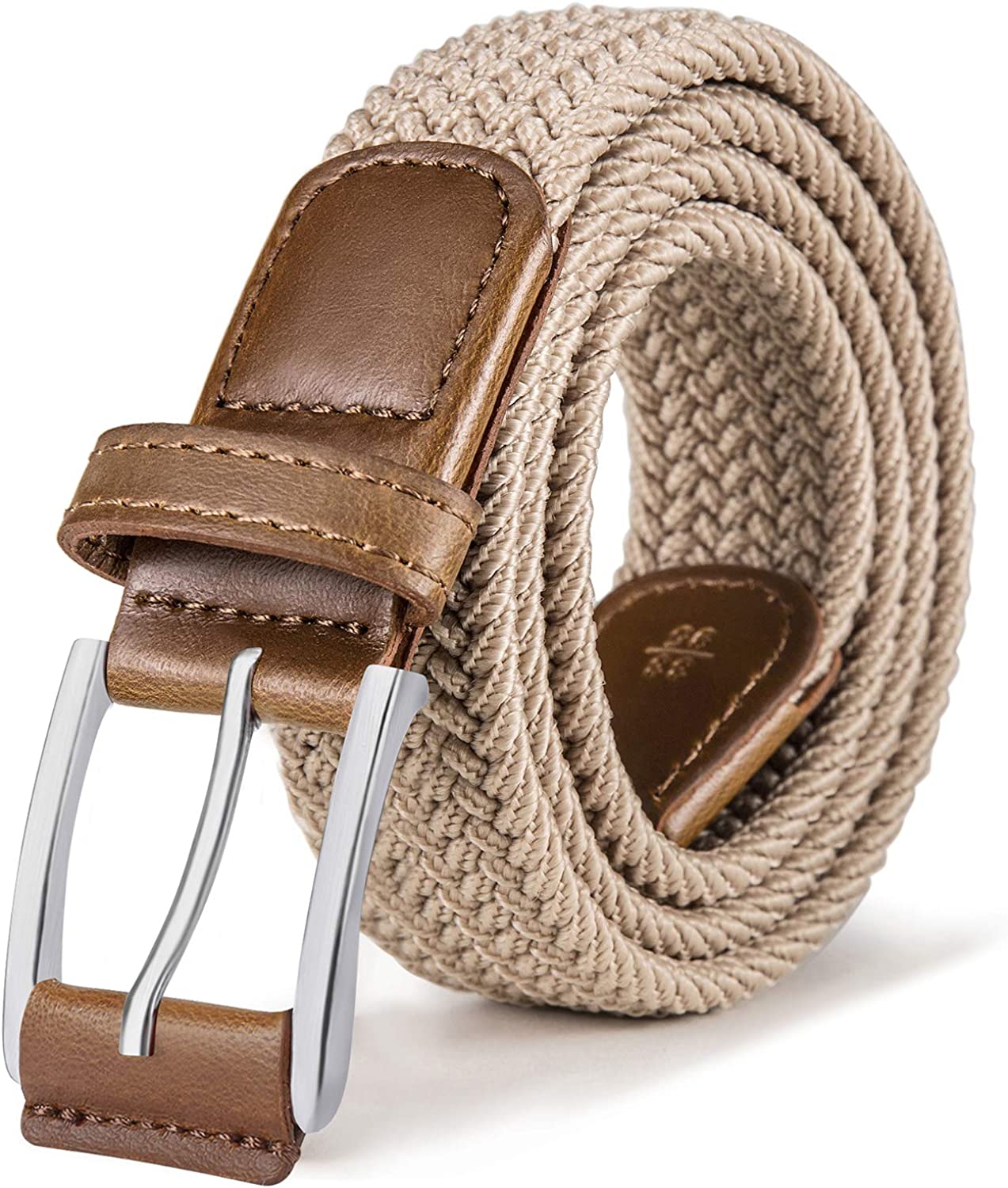BULLIANT Stretch Belt Men, Mens Woven Braided Web Belt 1 3/8 for Golf Casual Pants Shirts Jeans