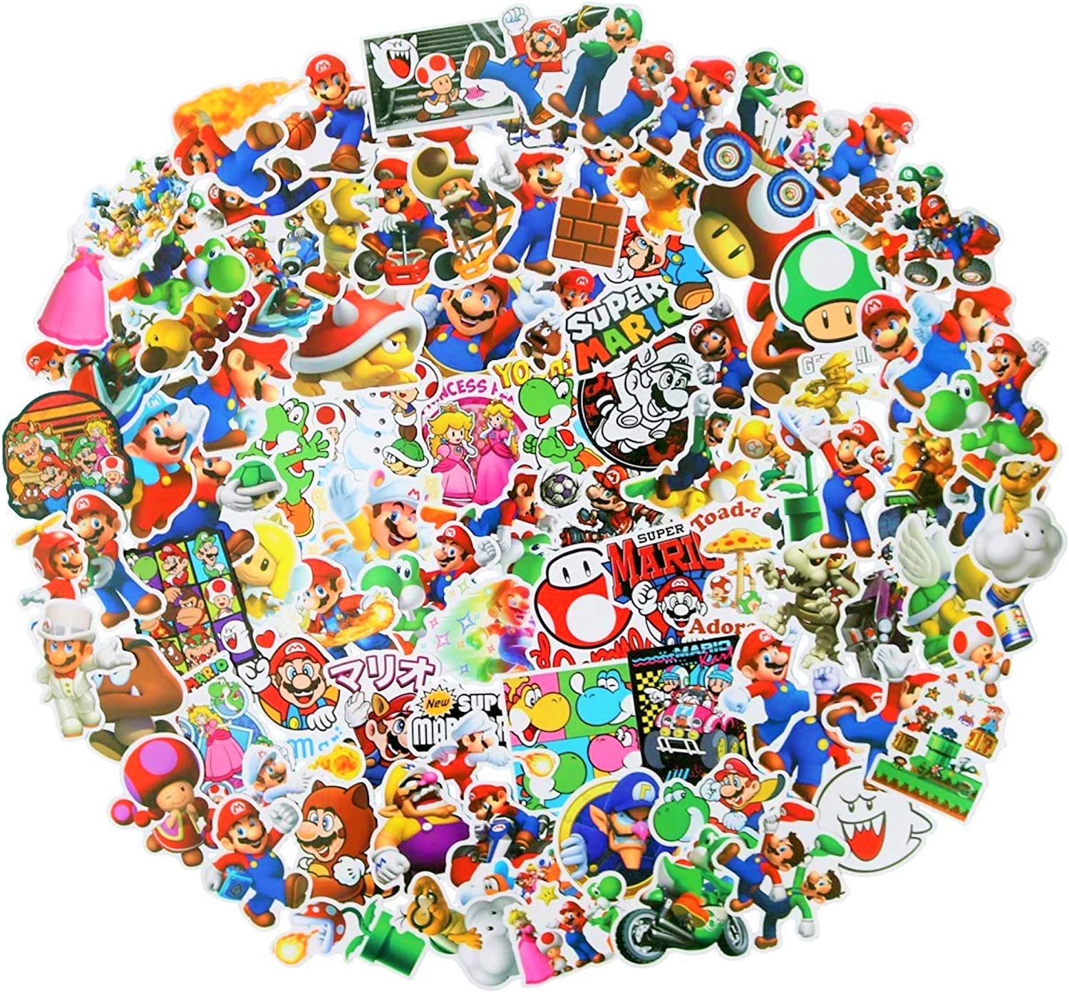 112pcs Super Mario Merchandise Stickers, Vinyl Sticker for Laptop Water Bottle Guitar Bike Car Motorcycle Bumper Luggage Skateboard Graffiti, Cute Decals, Best Gift for Kids,Children,Teen
