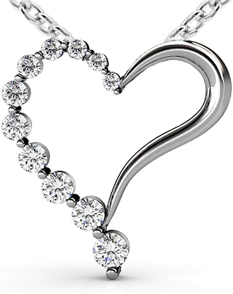 Madina Jewelry 1.00 Ct Journey Heart Love Shape Round Cut Diamond Pendant/Necklace 18 Kt White Gold