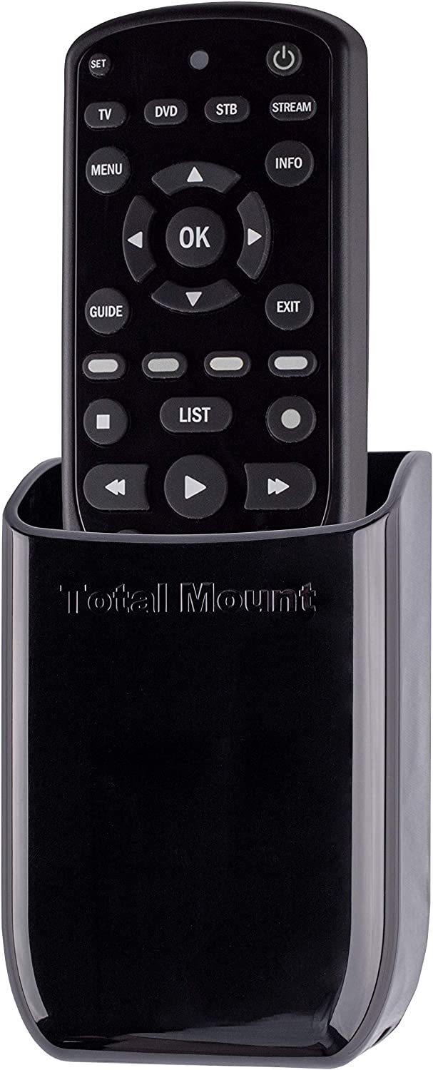 TotalMount Hole-Free Remote Holder – Eliminates Need to Drill Holes in Your Wall (Black Remote Control Holder, Quantity 1)