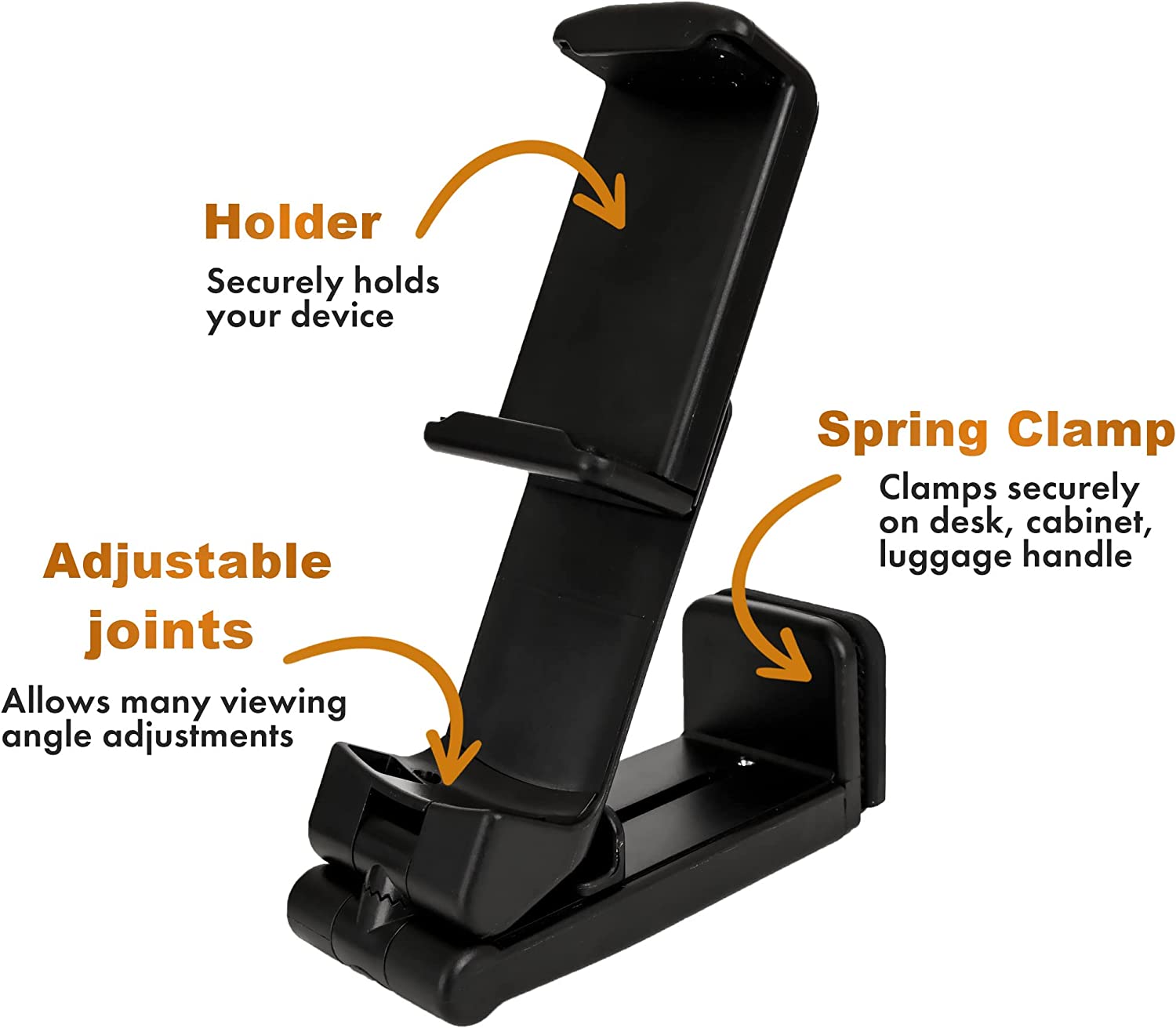 TESLYAR Universal in Flight Airplane Phone Holder Mount Handsfree Phone Holder for Desk Tray Travel Essential Accessory for Flying Multi Directional Dual 360 Degree Rotation Nightstand