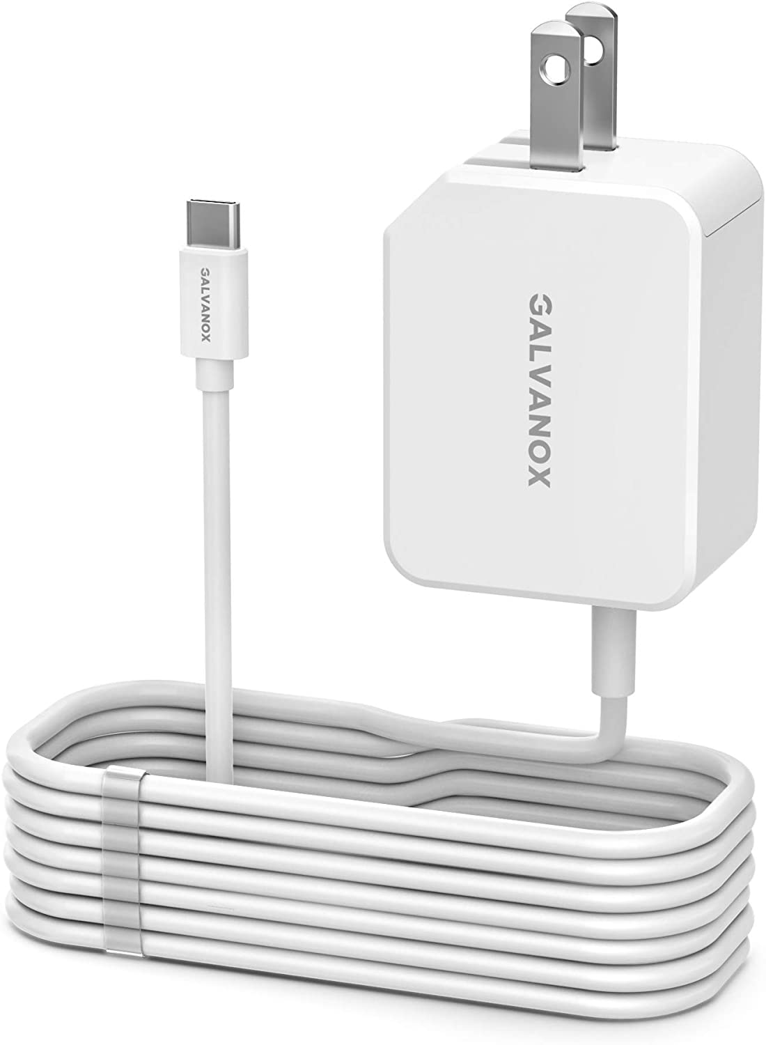Galvanox Rapid Charger for All Google Pixel Models | Wall Plug Travel Adapter with Folding Prongs | Built in USB-C Cable for Pixel 2,3,3a,4,4XL,4a, 5G,5/5a/6/6a/7/7 Pro (PD 18W Output)