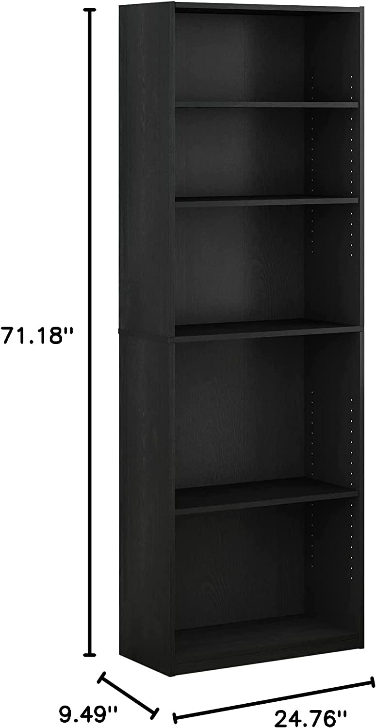 FURINNO JAYA Simply Home 5-Shelf Bookcase， 5-Tier， Black