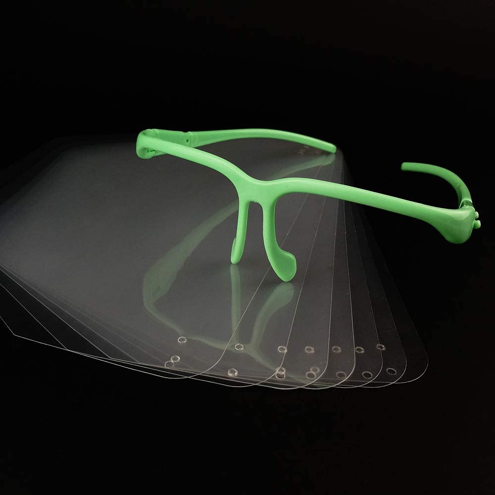 Airgoesin Anti Fog Eyewear Adjustable Full Safety Protective Face Shield with 10 Clear Detachable Visor Wear on Eyes Protective