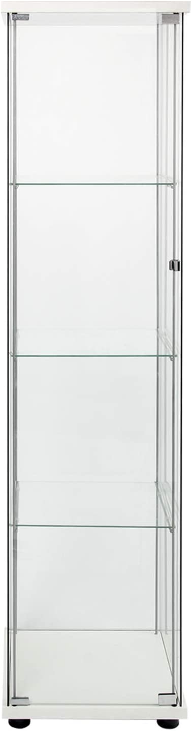 FANYUSHOW Glass-Door Cabinet， 4-Shelf Curio Cabinet，Glass Display Cabinet，White