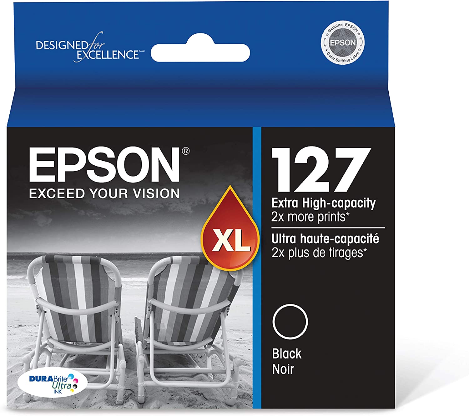 EPSON T127 DURABrite Ultra Ink Standard Capacity Black Cartridge (T127120-S) for select Epson Stylus and WorkForce Printers