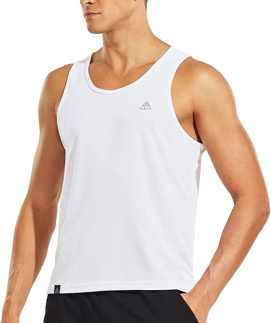 Haimont Men's Quick Dry Tank Tops Athletic Gym Sports Sleeveless Shirts for Running Workout Recycled Polyester Muscle Tee