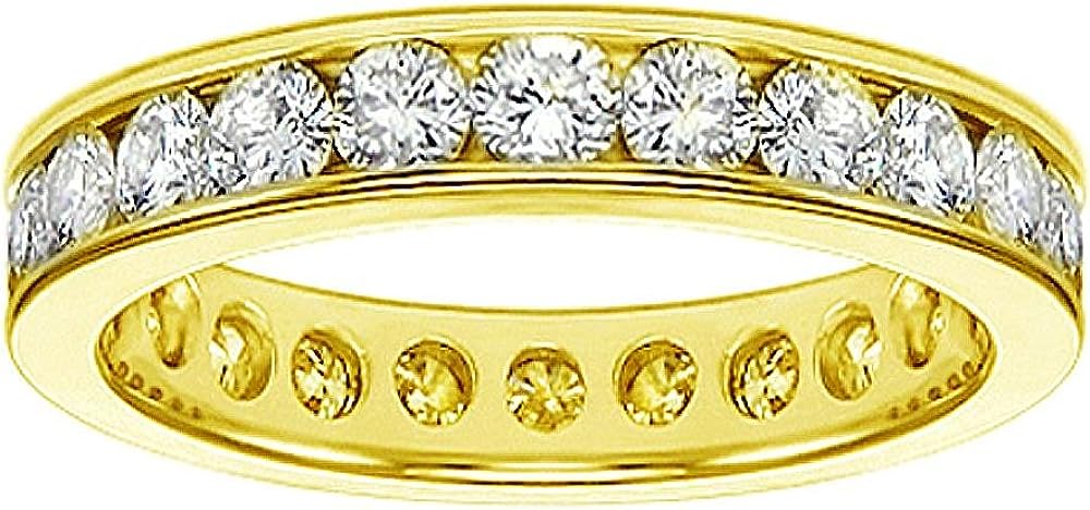 VIP JEWELRY ART 14K Yellow Gold Round Diamond Eternity Anniversary Wedding Band in Channel Setting (1,65-2.25 CT TDW)
