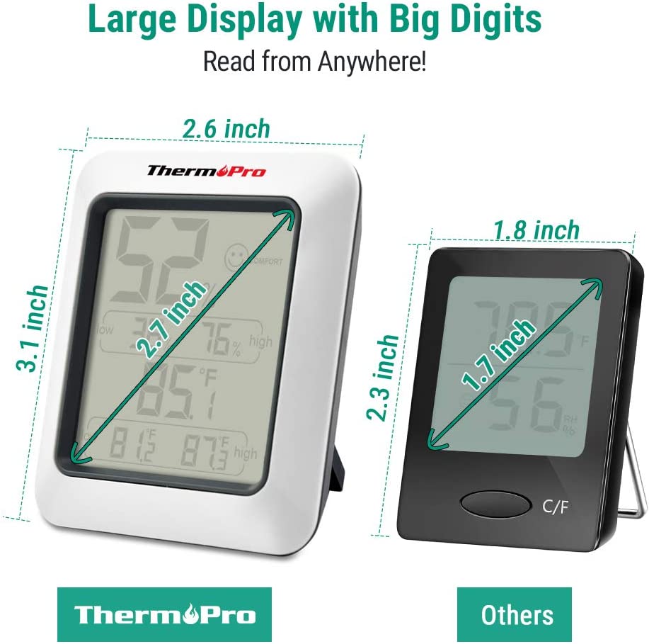 ThermoPro TP50 Digital Hygrometer Indoor Thermometer Room Thermometer and Humidity Gauge with Temperature Monitor
