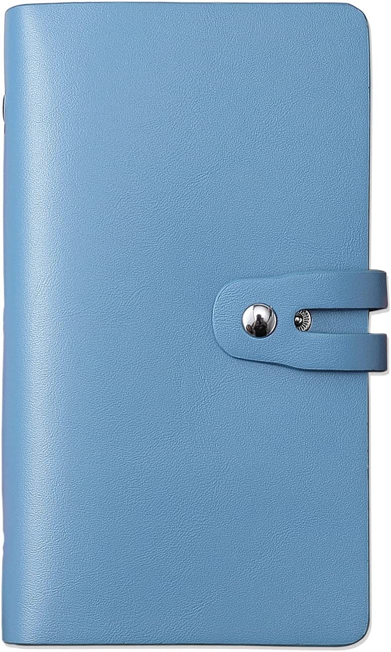 Romozi RFID Credit Card Holder, Leather Business Card Organizer with 96 Card Slots, Credit Card Protector for Managing Your Different Cards and Important Documents to Prevent Loss or Damage (Blue)