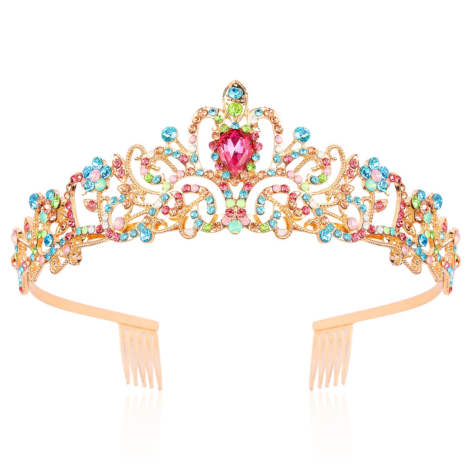 CHANACO Tiaras for Girls Princess Crown Birthday Crown for Girls Princess Tiara Princess Crowns for Little Girls Rapunzel Kids Crown Crystal Headband Hair Accessories for Girls