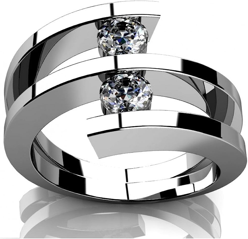 Madina Jewelry 0.60 ct Two Round Cut Diamonds Anniversary Ring in Platinum