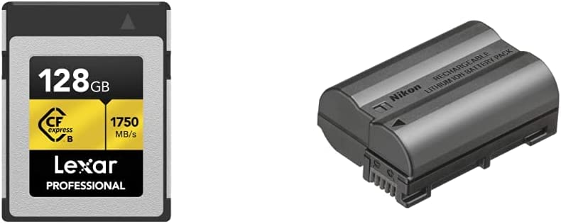Lexar Professional CFexpress 128GB Type-B Card (LCFX10-128CRBNA) & Nikon EN-EL15c Rechargeable Li-ion Battery for Compatible Nikon DSLR and Mirrorless Cameras (Genuine Nikon Accessory)