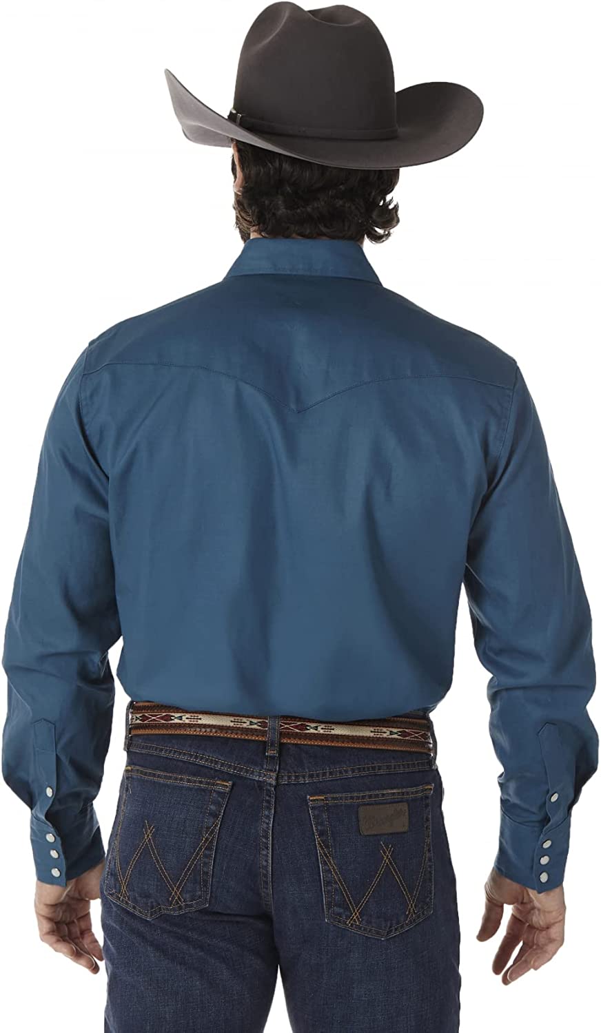 Wrangler Men's Cowboy Cut Western Long Sleeve Snap Work Shirt Firm Finish