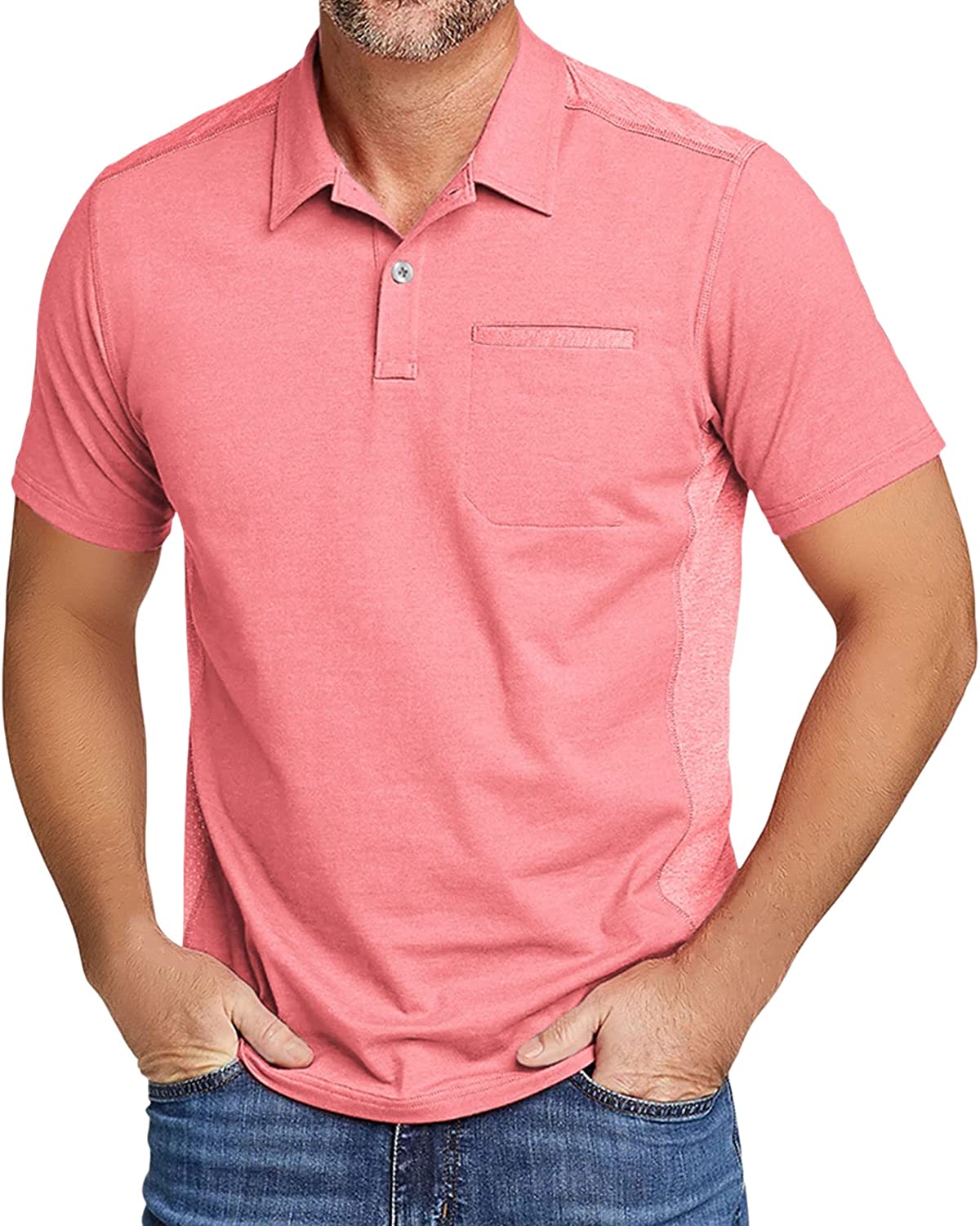 ZITY Golf Shirt for Men Short Sleeve Sports Polo Shirts Mesh Tennis T-Shirt