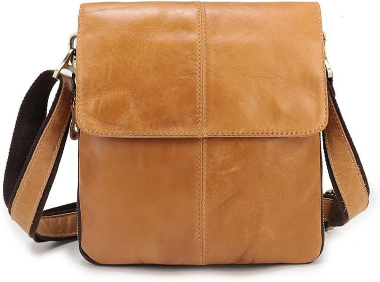 ZLXDP Leather Men's Bag Retro Cowhide Men's Crossbody Bag Vertical Clamshell for Men Shoulder Bag