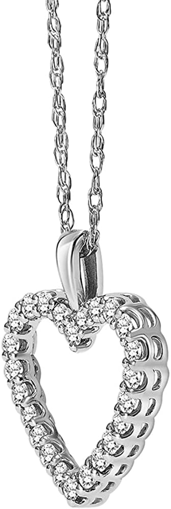Brilliant Expressions 10K White, Rose, or Yellow Gold 1/4, 1/2 or 1 Cttw Diamond Heart Pendant Necklace (I-J,I2-I3), 18" Chain