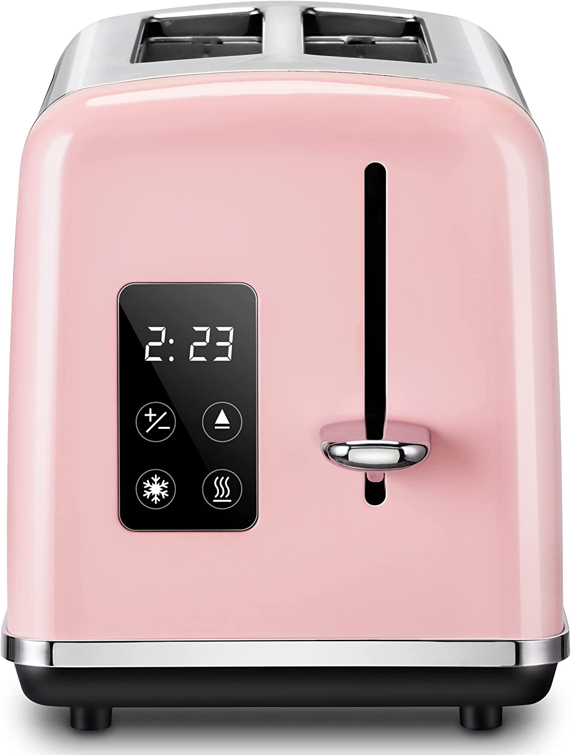 Pink Toaster, REDMOND Toaster 2 Slice with LED Touch Screen and Digital Countdown Timer, Stainless Steel Toaster with Extra Wide Slot and Cancel Defrost Reheat Function, 6 Shade Settings