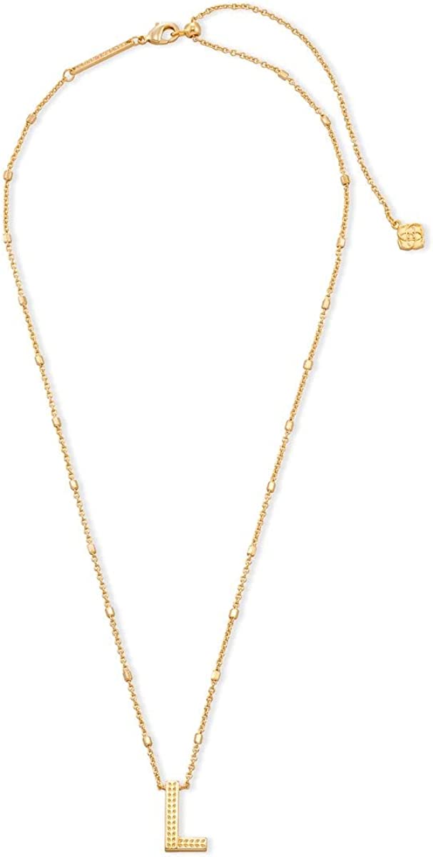Kendra Scott Letters A-Z Pendant Necklace for Women， Fashion Jewelry， 14k Gold-Plated Brass