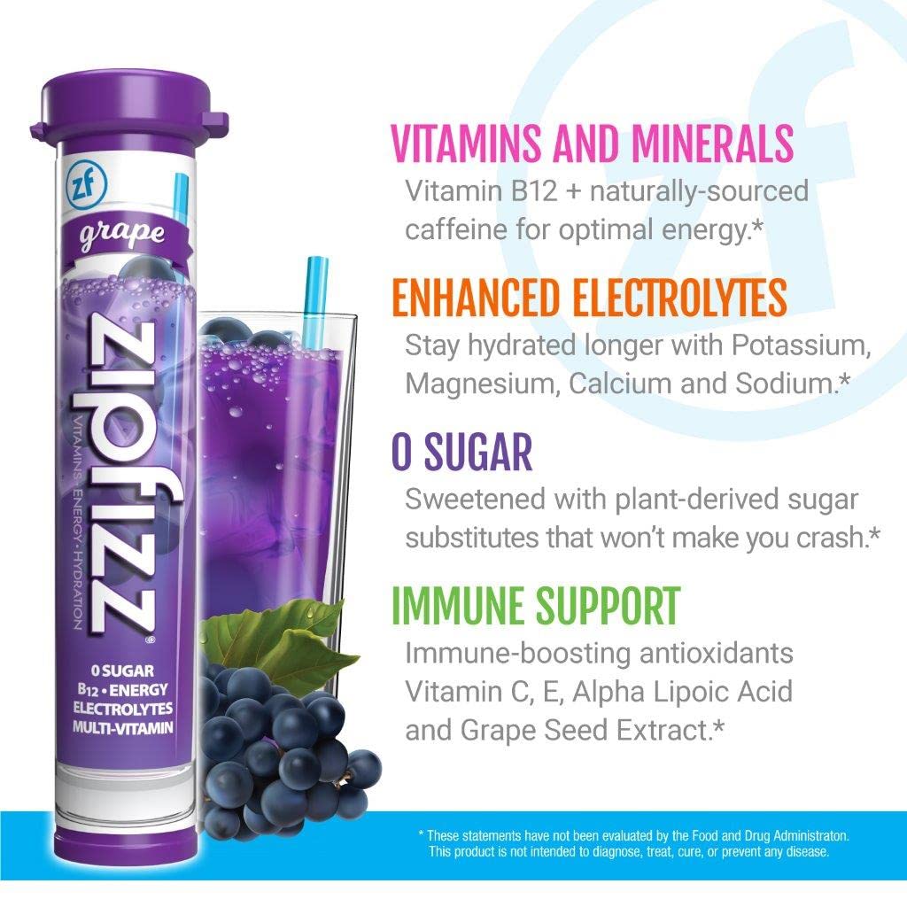 Zipfizz Energy Drink Mix， Electrolyte Hydration Powder with B12 and Multi Vitamin， Combo Pack (24 Pack)