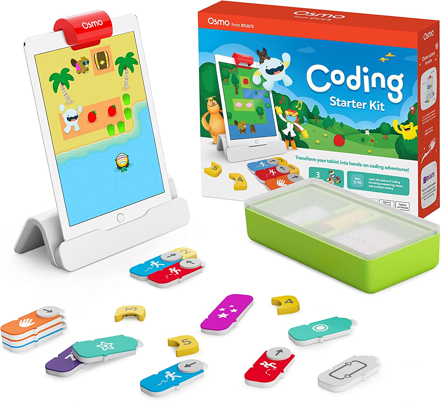 Osmo - Coding Starter Kit for iPhone & iPad-3 Educational Learning Games-Ages 5-10+ - Learn to Code, Coding Basics & Coding Puzzles-STEM Toy-Logic, Coding Fundamentals(Osmo iPad/iPhone Base Included)