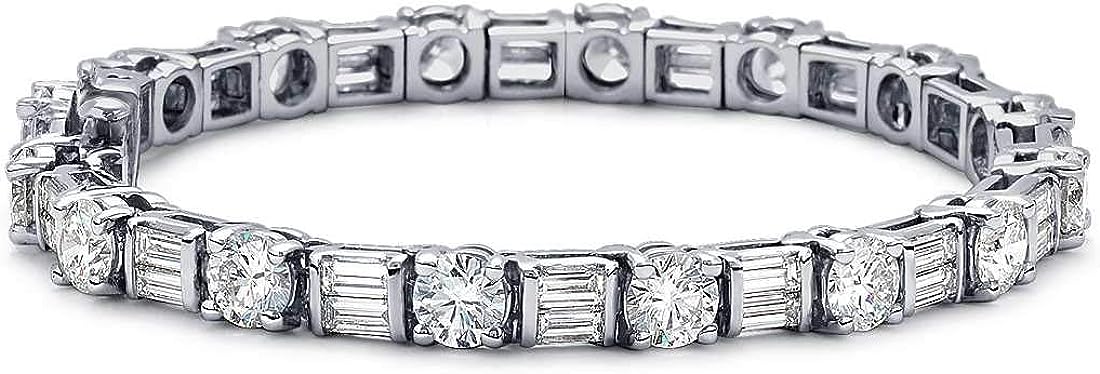 Madina Jewelry 8.00 ct Ladies Baguette and Round Cut Diamond Tennis Bracelet in Channel and Prong Setting