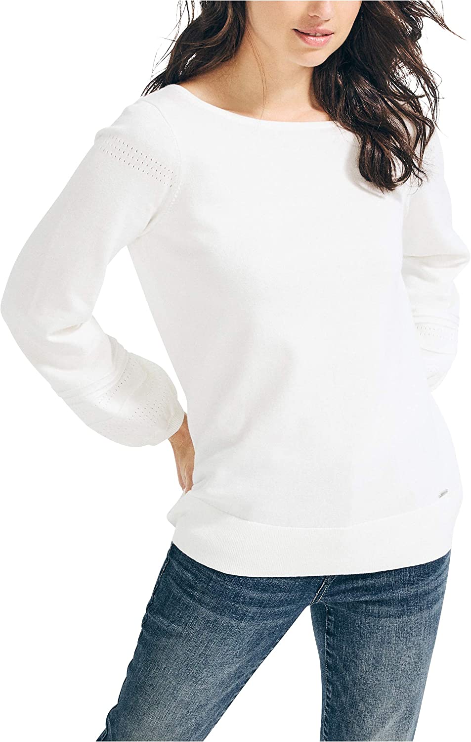 Nautica Women's Classic Soft Cotton Boat Neck Sweater