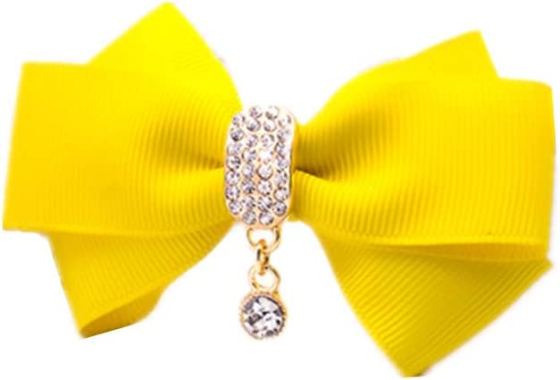 Rhinestone Crystal Dangle Center Ribbon Assorted Color Bow Shoe Clips Pair Removable Shoe Buckle (Black)