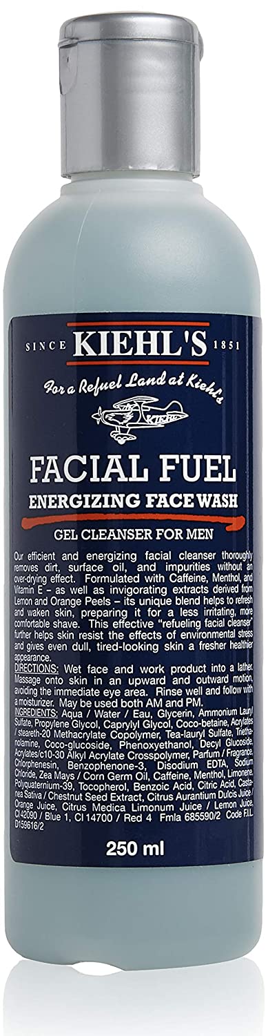 Kiehl's Facial Fuel Energizing Face Wash Gel Cleanser for Men, 8.4 Ounce